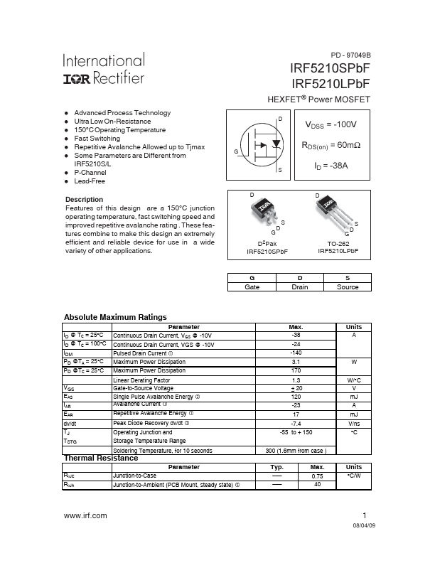 IRF5210LPBF