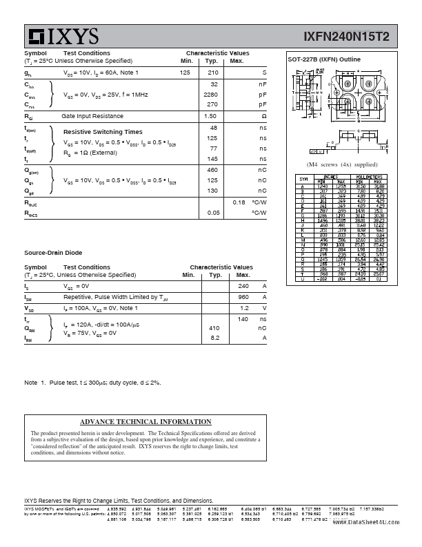 IXFN240N15T2