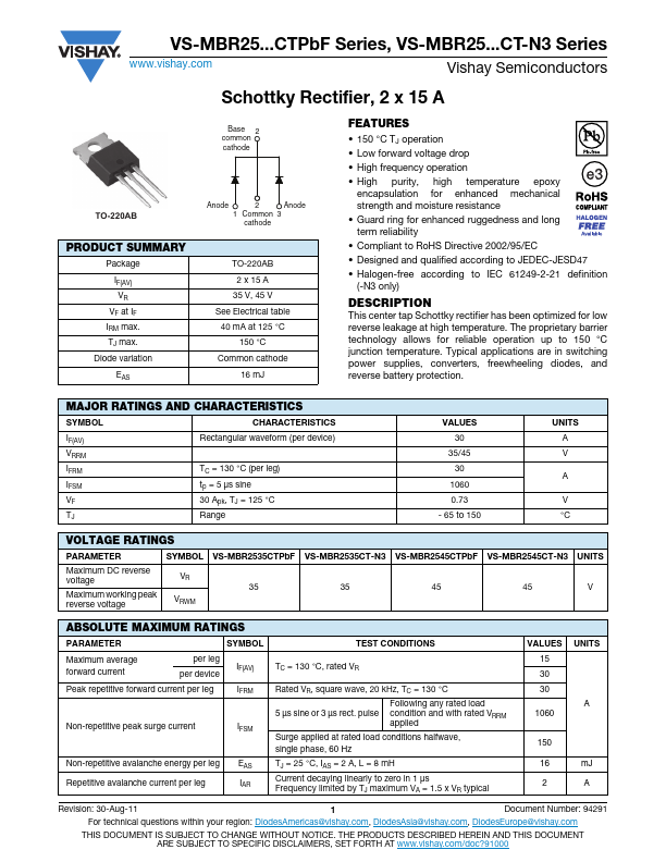 VS-MBR2535CTPbF