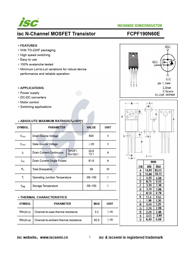 FCPF190N60E