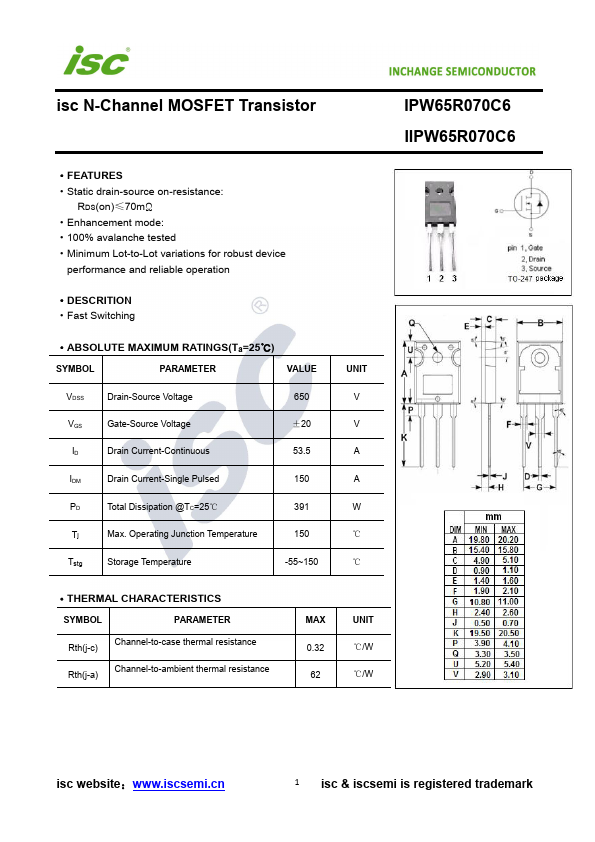 IPW65R070C6