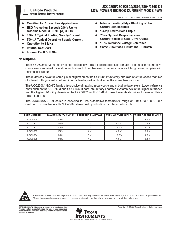 UCC2801-Q1