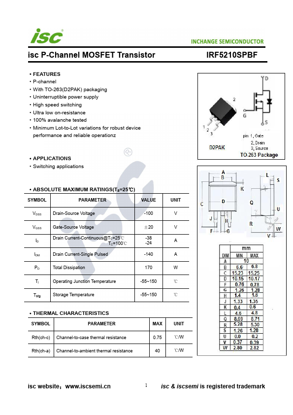 IRF5210SPBF