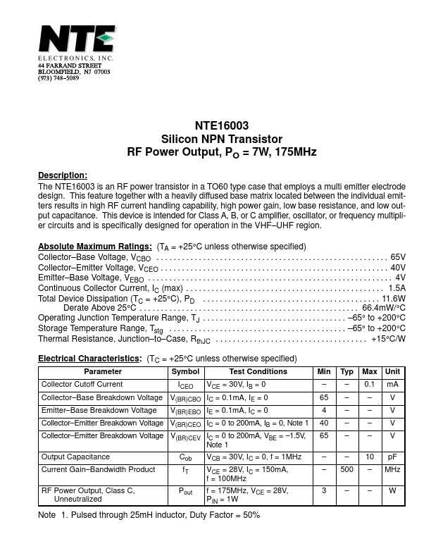 NTE16003