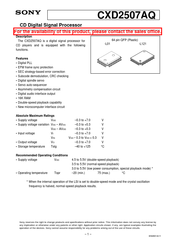 CXD2507AQ