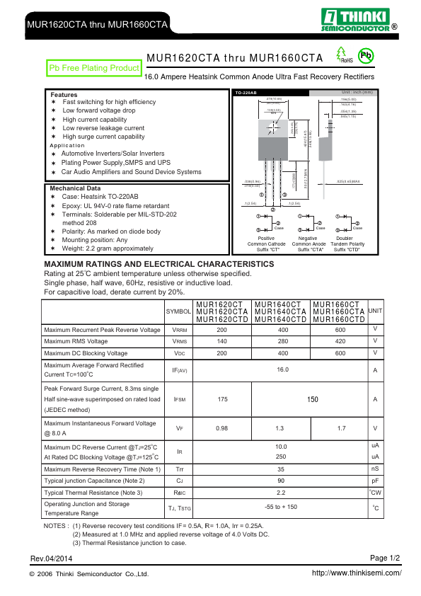 MUR1640CTD