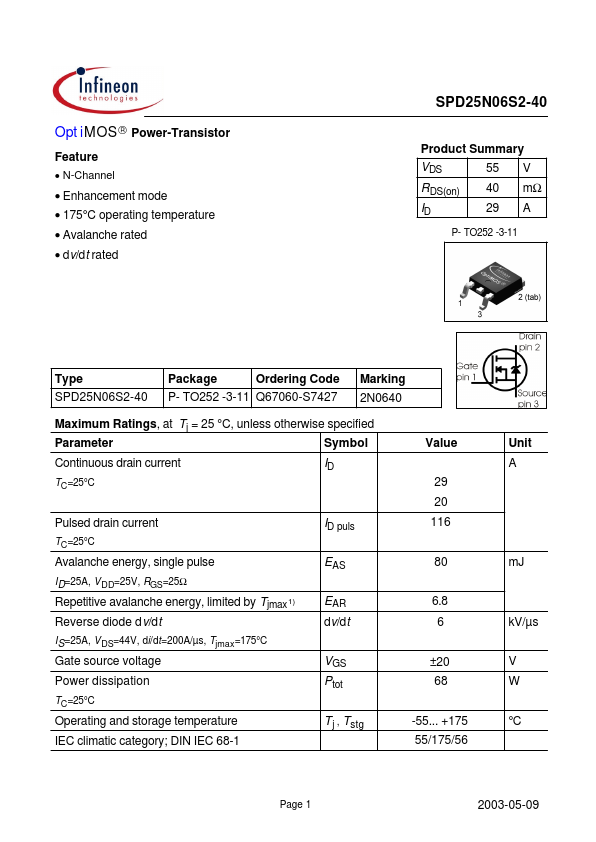 SPD25N06S2-40