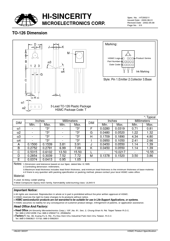 HMJE13003T