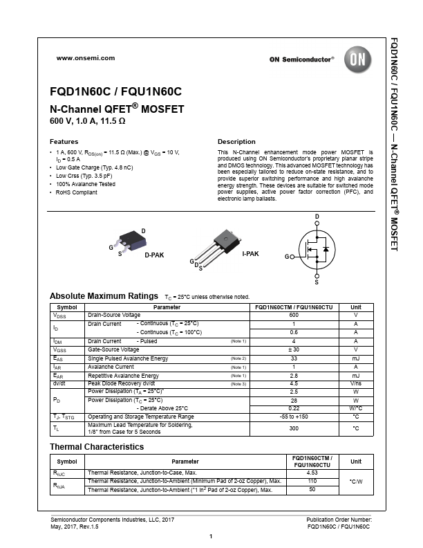 FQU1N60C