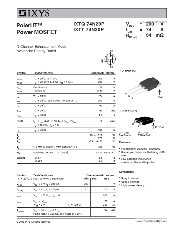 IXTT74N20P