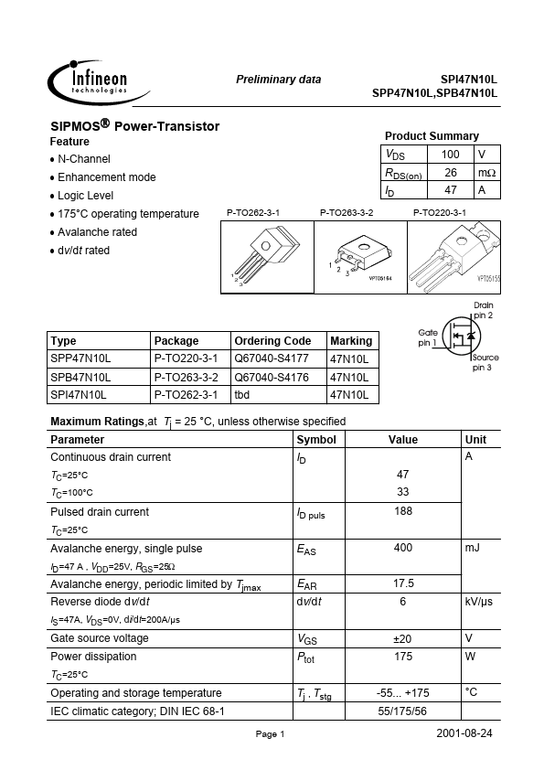 SPB47N10L