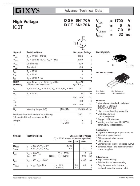 IXGH6N170A