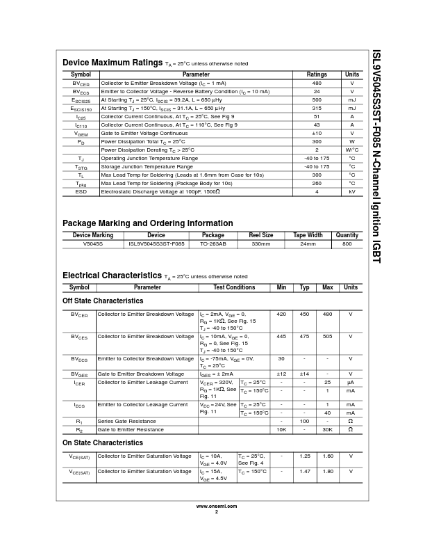 ISL9V5045S3ST-F085