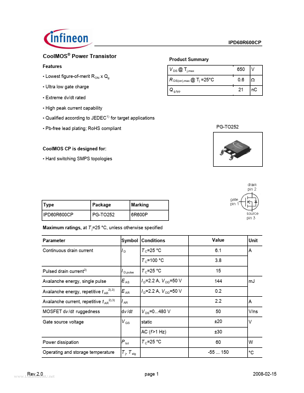 IPD60R600CP