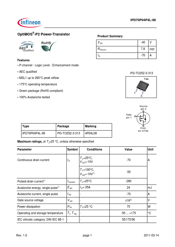 IPD70P04P4L-08