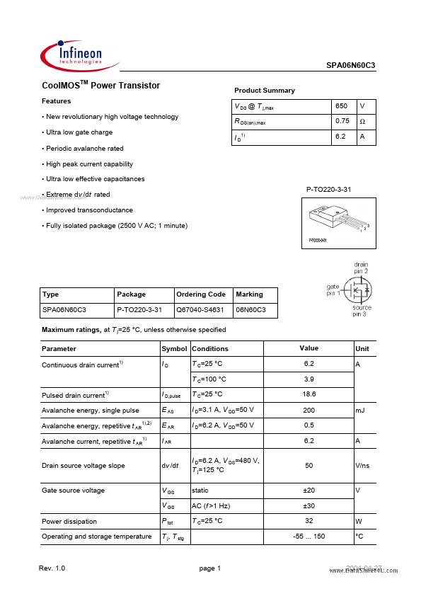 SPA06N60C3