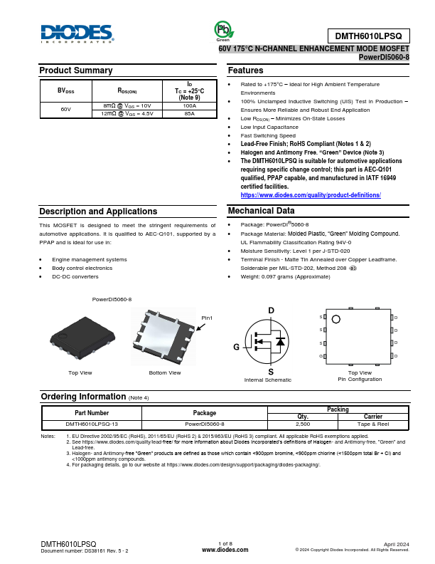 DMTH6010LPSQ