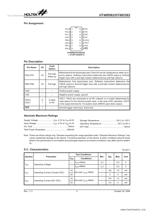 HT48C062