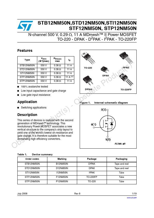 STB12NM50N