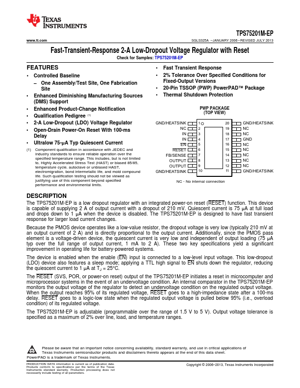 TPS75201M-EP