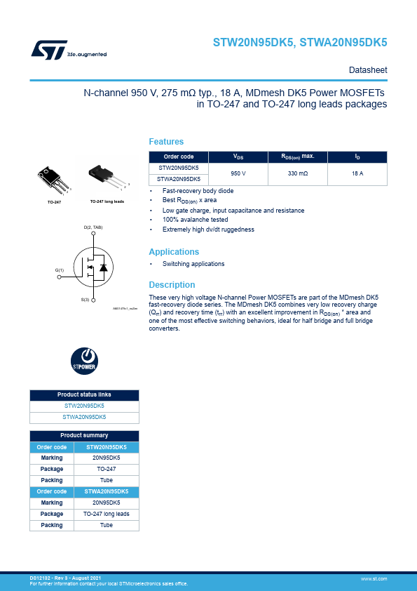 STWA20N95DK5