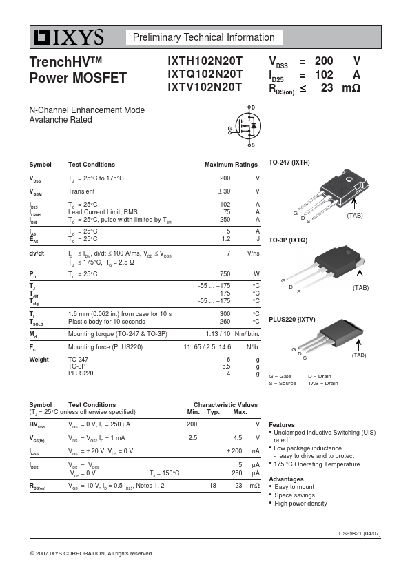 IXTH102N20T