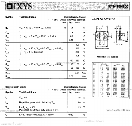 IXTN15N100