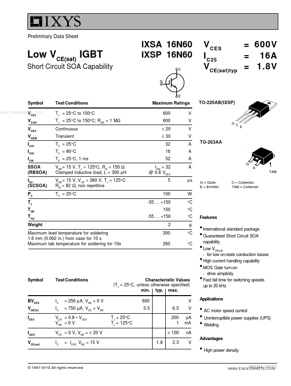 IXSA16N60