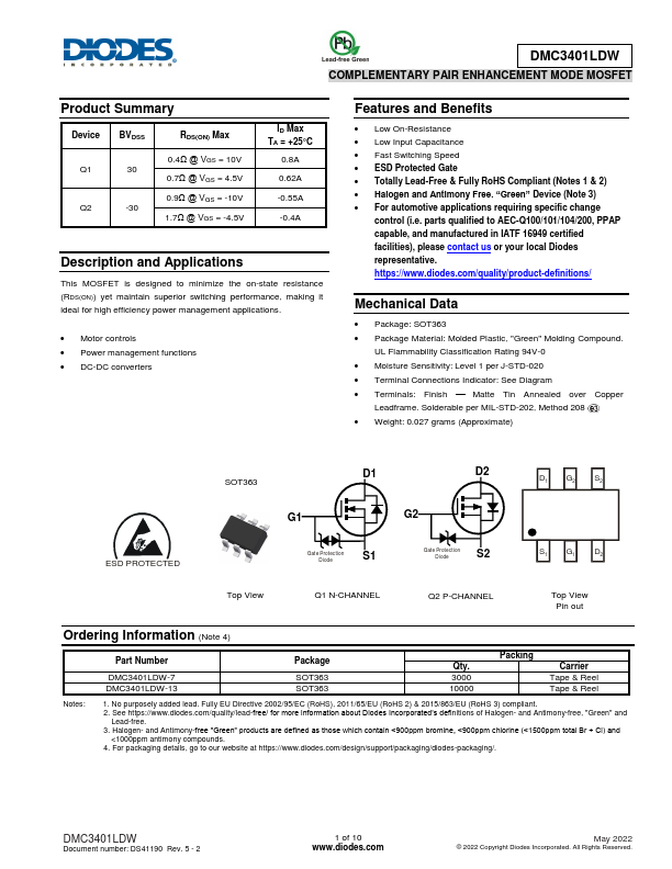 DMC3401LDW