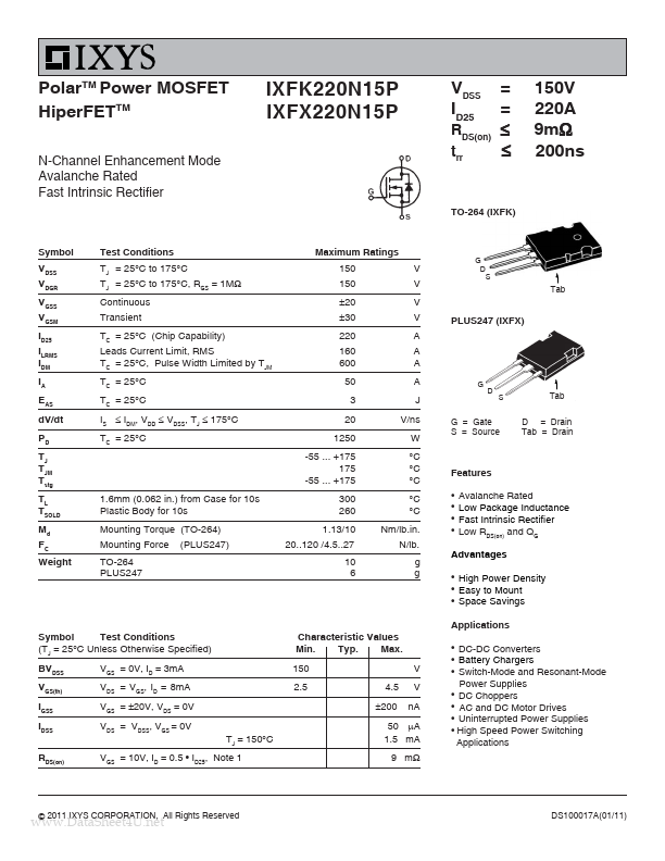 IXFX220N15P