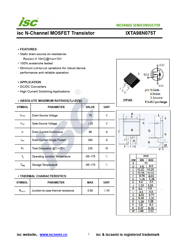 IXTA98N075T