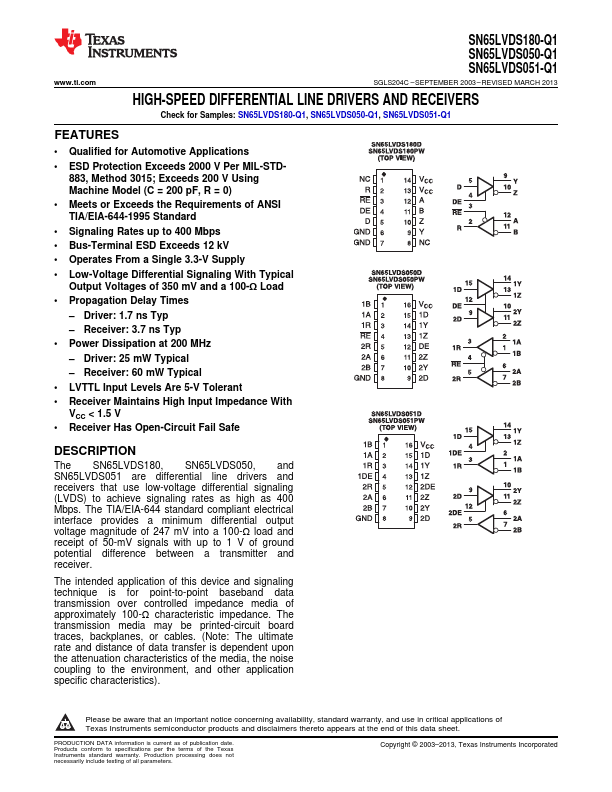 SN65LVDS180-Q1