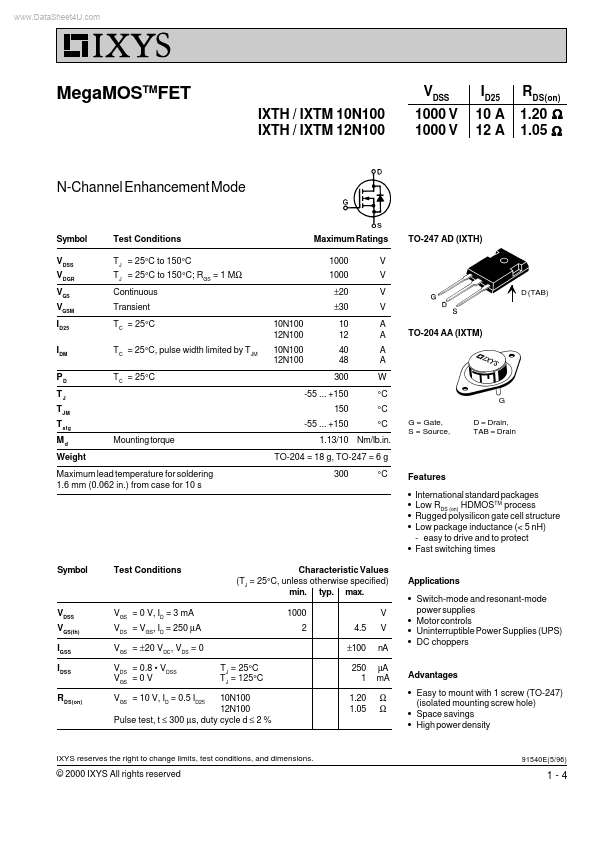 IXTM12N100