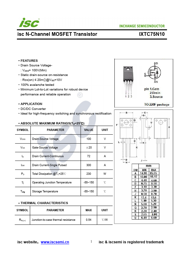 IXTC75N10