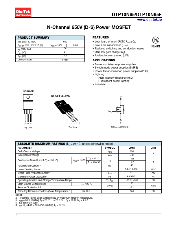 DTP10N65F