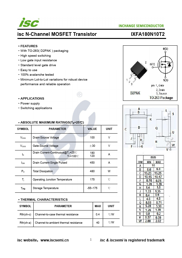 IXFA180N10T2