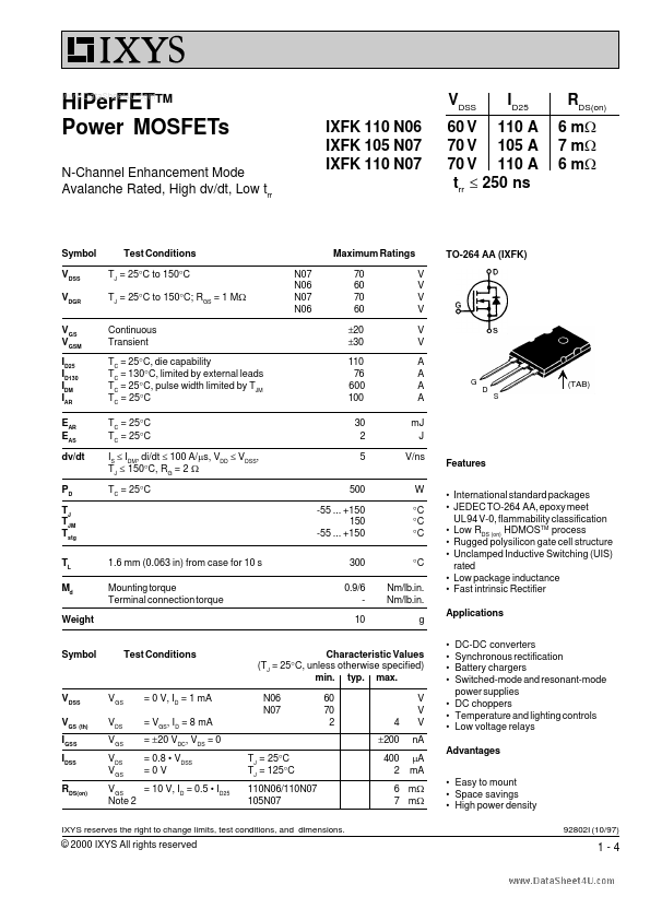 IXFK110N06