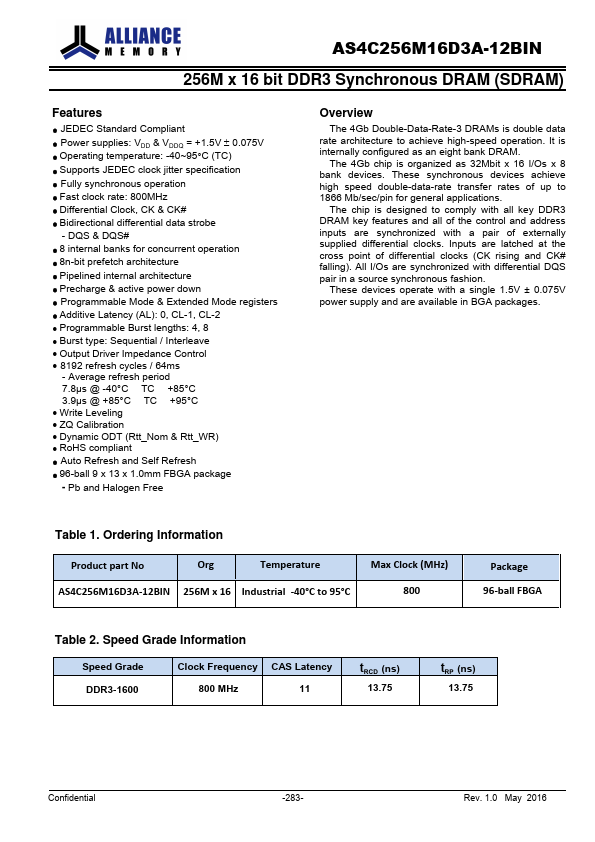 AS4C256M16D3A-12BIN