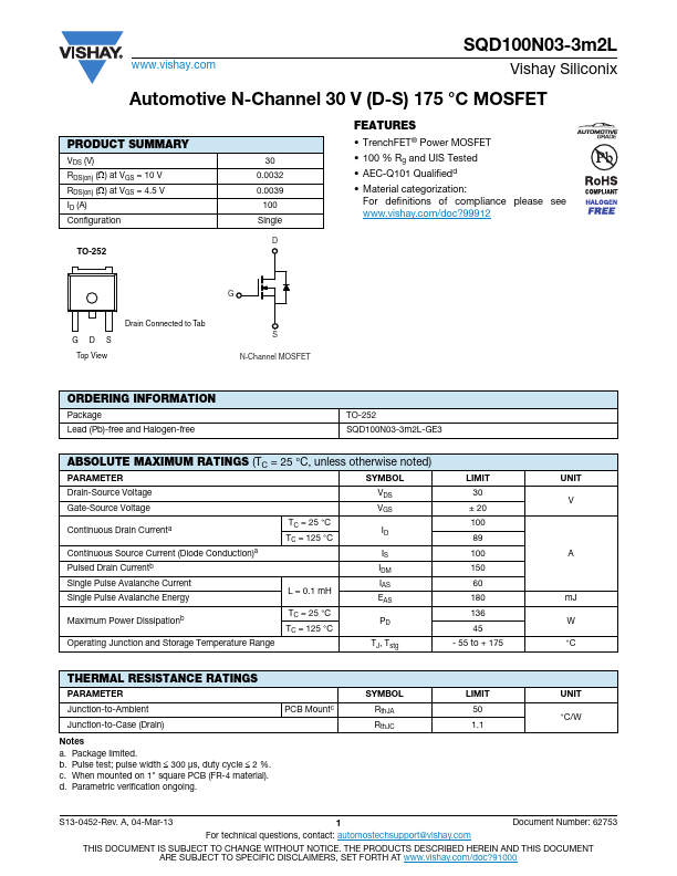 SQD100N03-3M2L