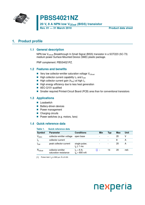 PBSS4021NZ