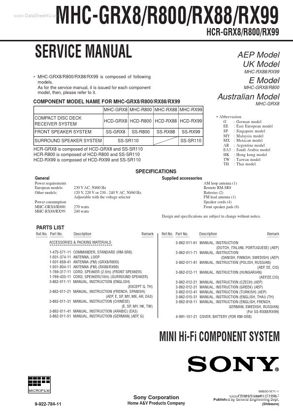 MHC-GRX8