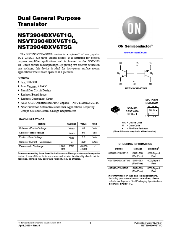 NST3904DXV6T5G