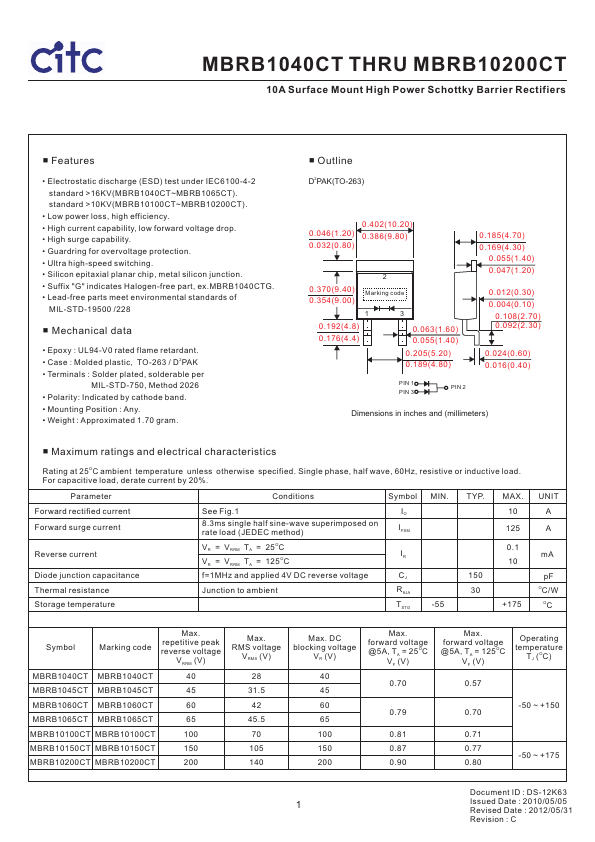 MBRB10100CT