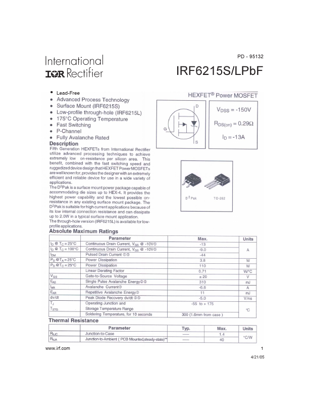 IRF6215LPBF