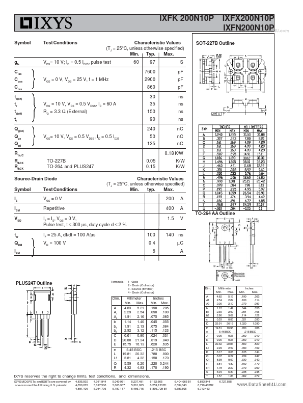 IXFK200N10P