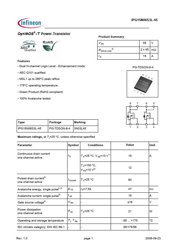 IPG15N06S3L-45