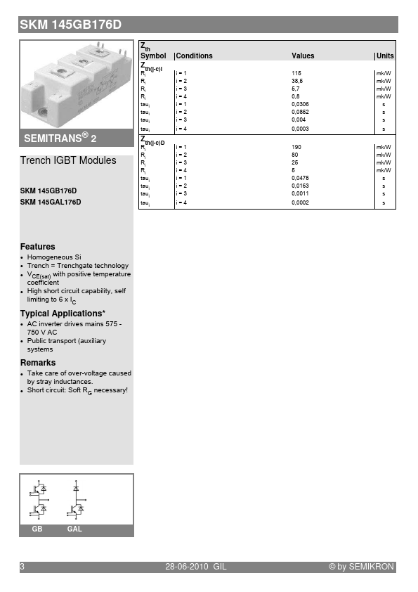 SKM145GB176D