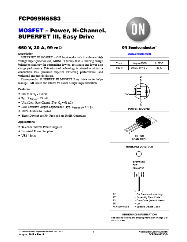 FCP099N65S3