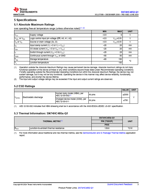 SN74HC4852-Q1