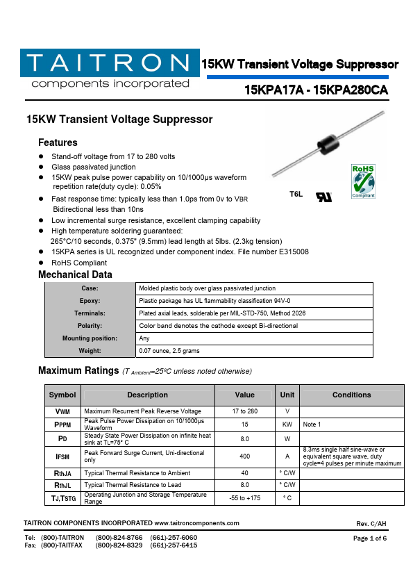 15KPA260CA